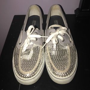 Sperry slip on sparkle sneakers